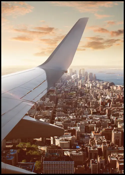 Vista Aerea Urbana al Tramonto - Poster (Stampa al Vivo, 21x30 cm)