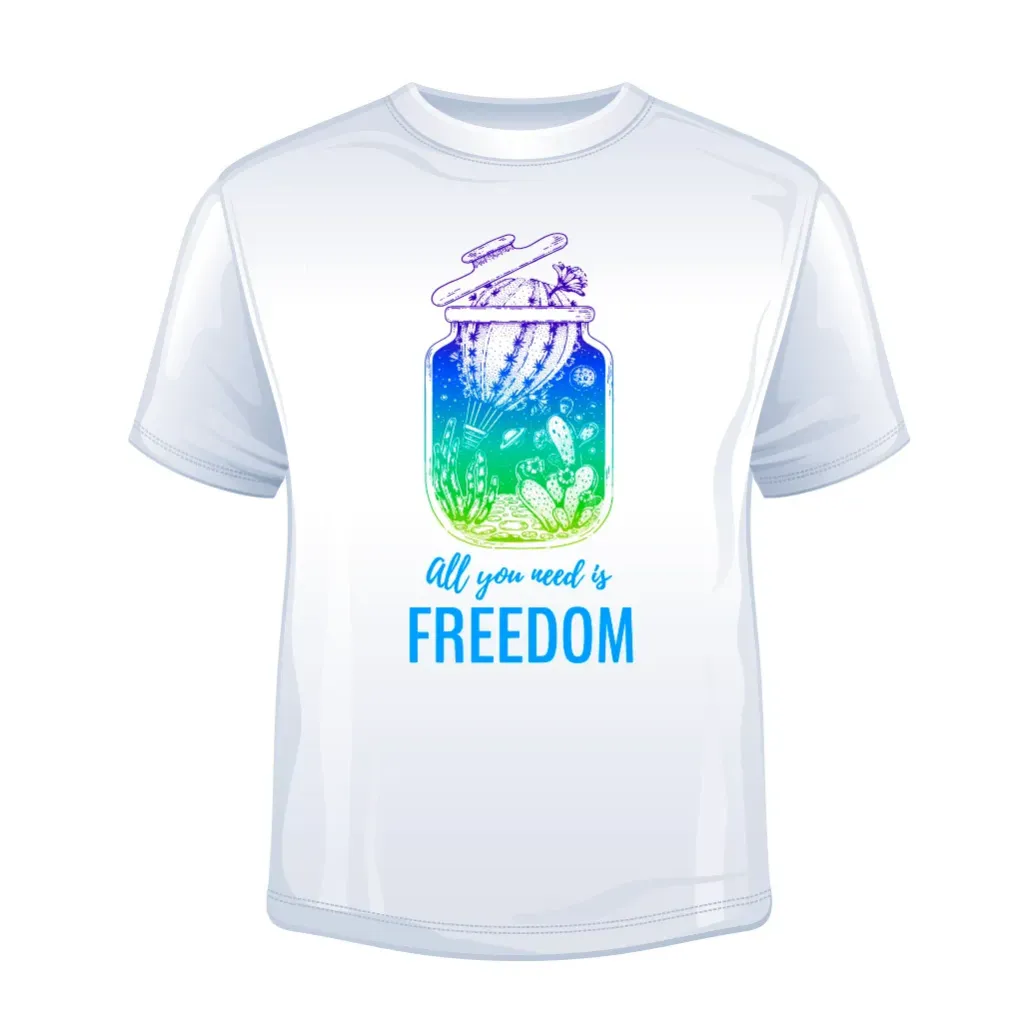 "All you need is Freedom" T-shirt (01 Bianco, S)