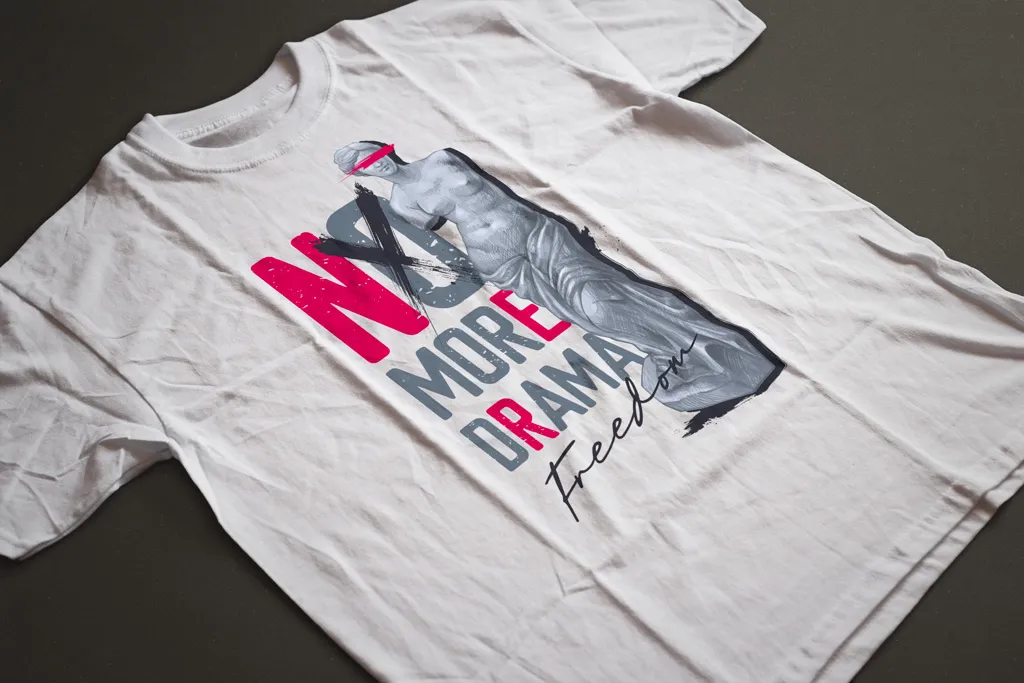 "No more Drama" T-shirt (01 Bianco, S)